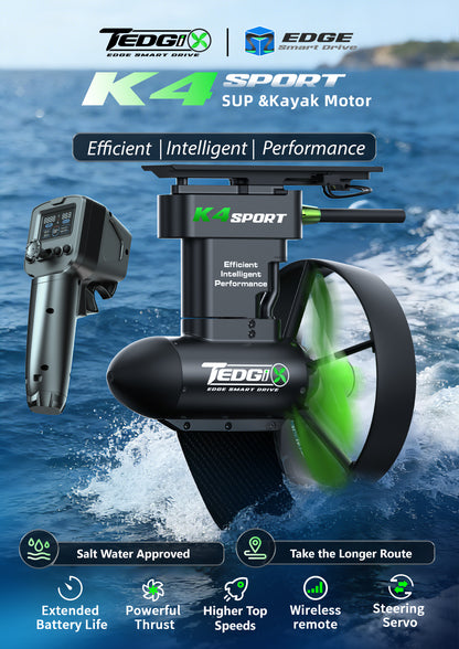 TEDGiX K4S Sport Electric SUP & Kayak Motor | 1500W | 47# Thrust | 48-55v | Wireless Remote